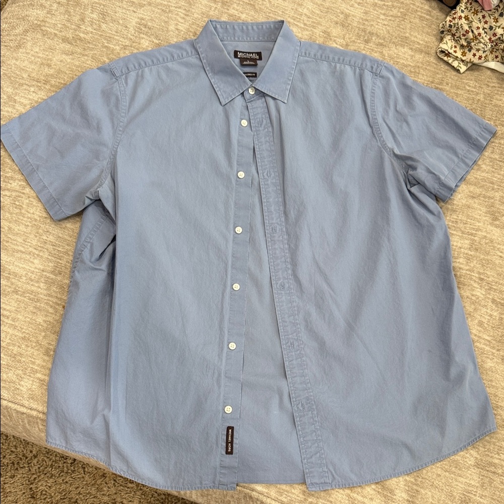 Michael Kors Men's Casual Light Blue Button Down Shirt